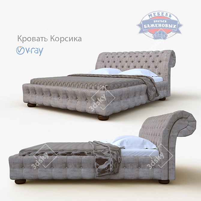 Title: Corsica Bed: Unique Design & Elevated Comfort 3D model image 1