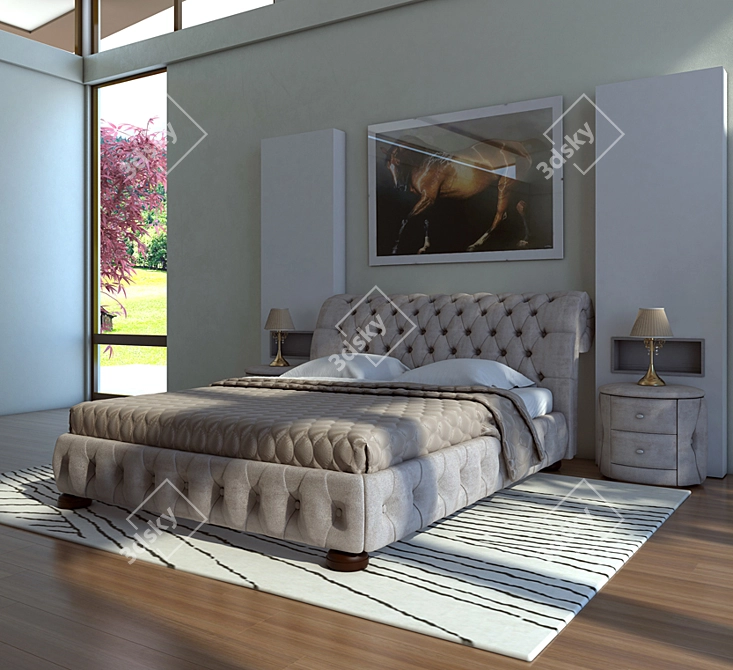 Title: Corsica Bed: Unique Design & Elevated Comfort 3D model image 3