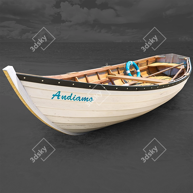 Vintage Wooden Boat 3D model image 1