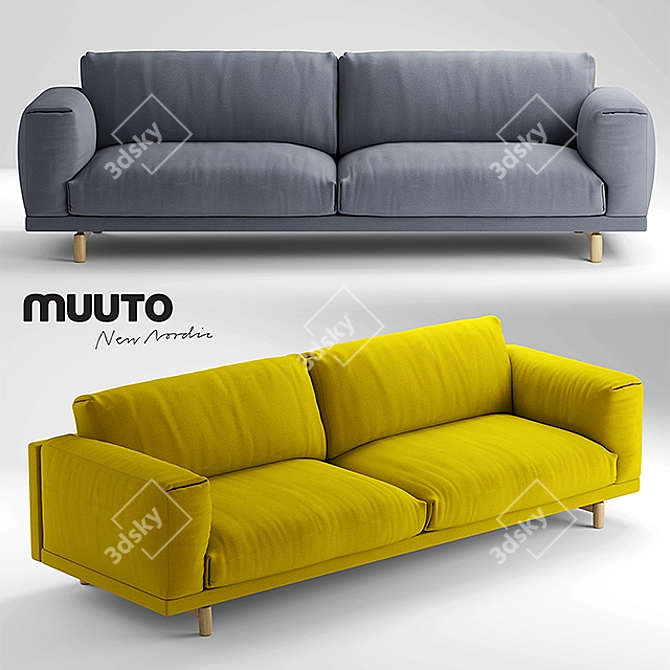 Modern Scandinavian 3 Seater Sofa 3D model image 1