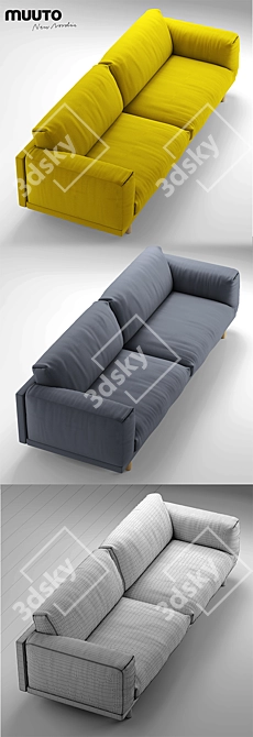 Modern Scandinavian 3 Seater Sofa 3D model image 3