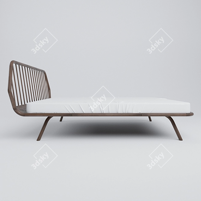 Trama Wooden Bed - Elegant and Spacious 3D model image 2