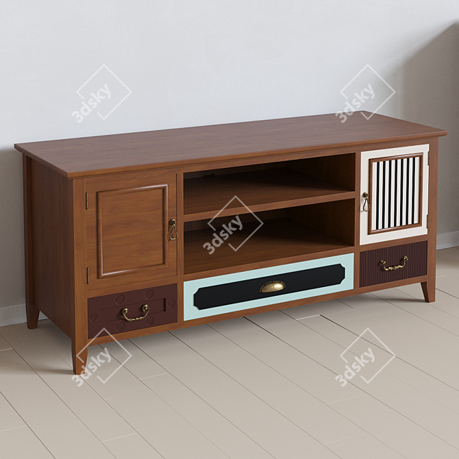 Vibrant Gouache Chest: Classic meets Modern 3D model image 1