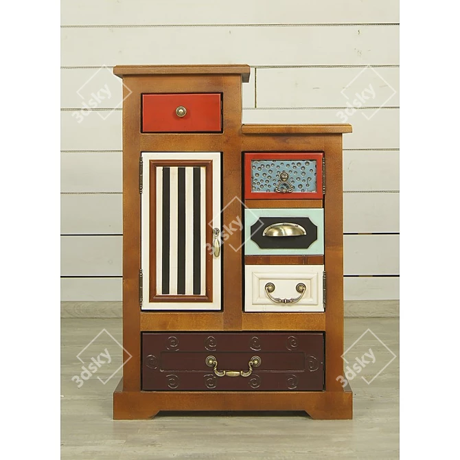 Vintage-inspired Gouache Birch bedside table 3D model image 2