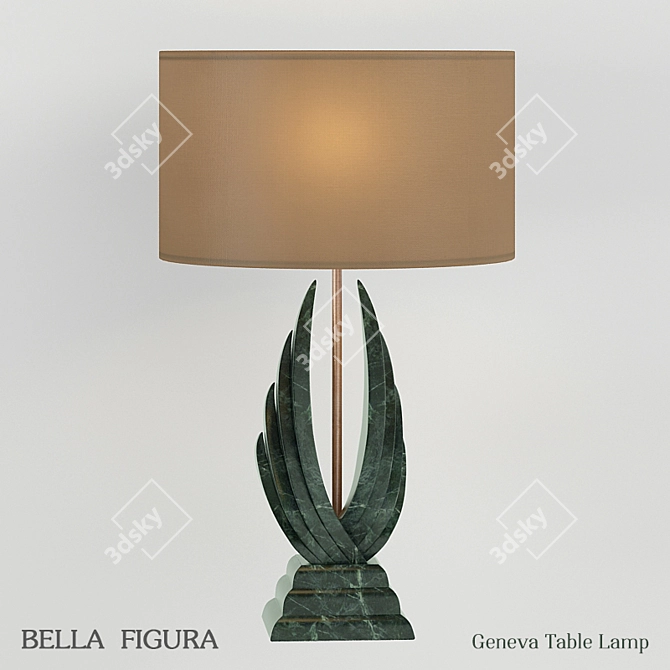 Elegant Winged Marble Table Lamp 3D model image 1