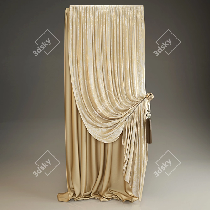 Title: Elegant Classic Jacquard Curtains 3D model image 1