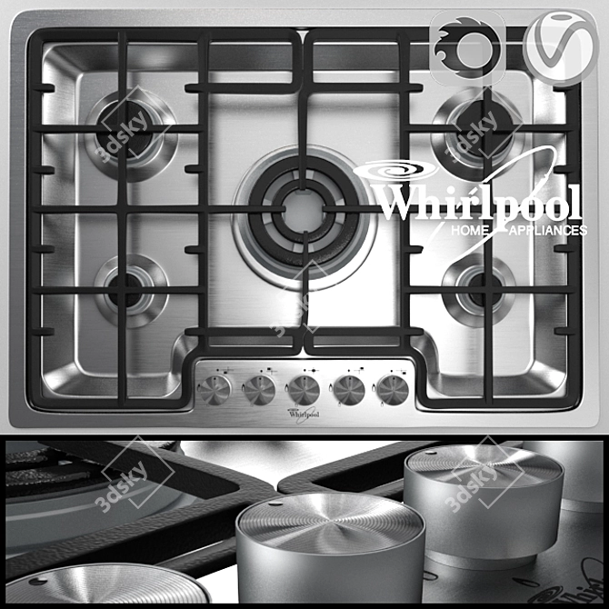 Whirlpool AKM 487 IX 5-Burner Hob 3D model image 1