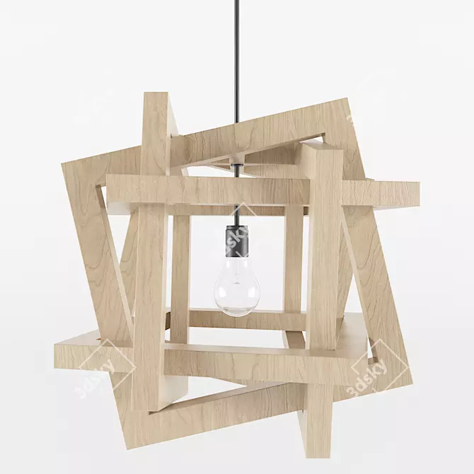 Rustic Wooden Chandelier 3D model image 1