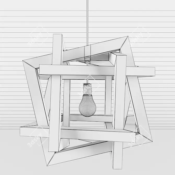 Rustic Wooden Chandelier 3D model image 2