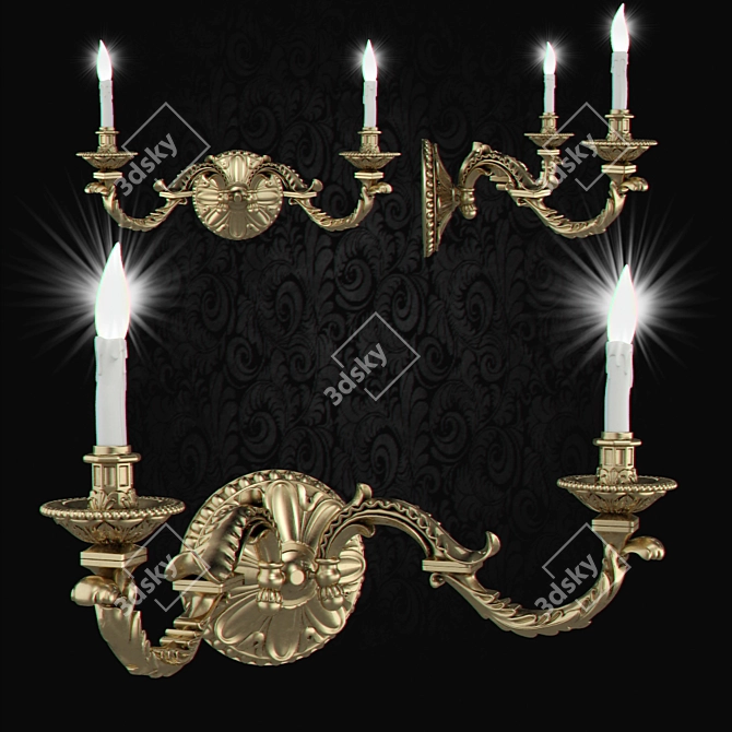 Bronze French Wall Sconce 3D model image 1