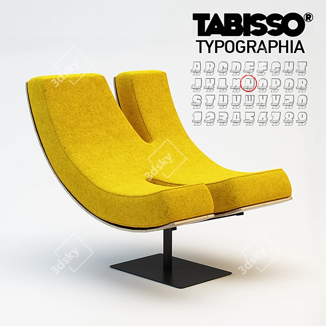 Tabisso Typography Chair 3D model image 1
