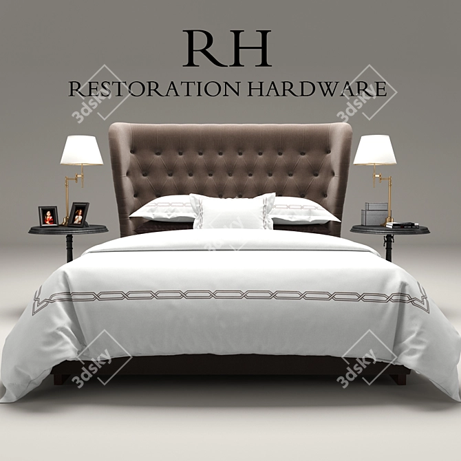 Elegant Churchill Fabric Bed 3D model image 1