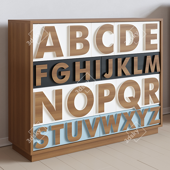 Birch Alphabeto Chest: Pop-Art Design 3D model image 1