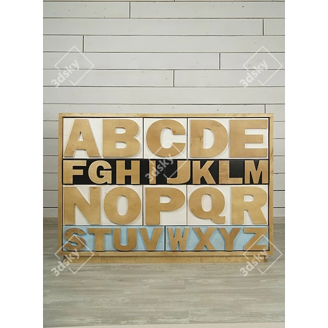 Birch Alphabeto Chest: Pop-Art Design 3D model image 3