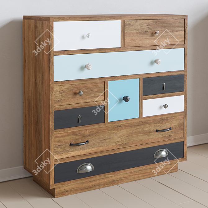 Aquarelle Birch Chest: Eccentricity and Functionality in One 3D model image 1