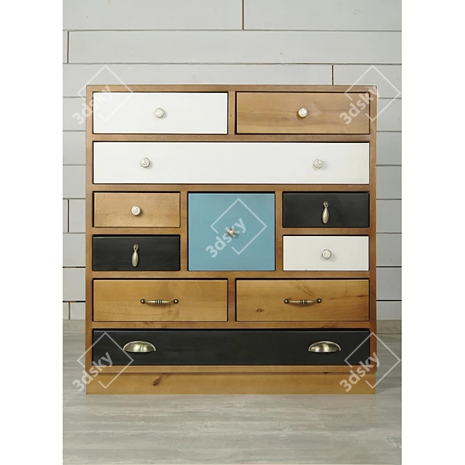 Aquarelle Birch Chest: Eccentricity and Functionality in One 3D model image 2