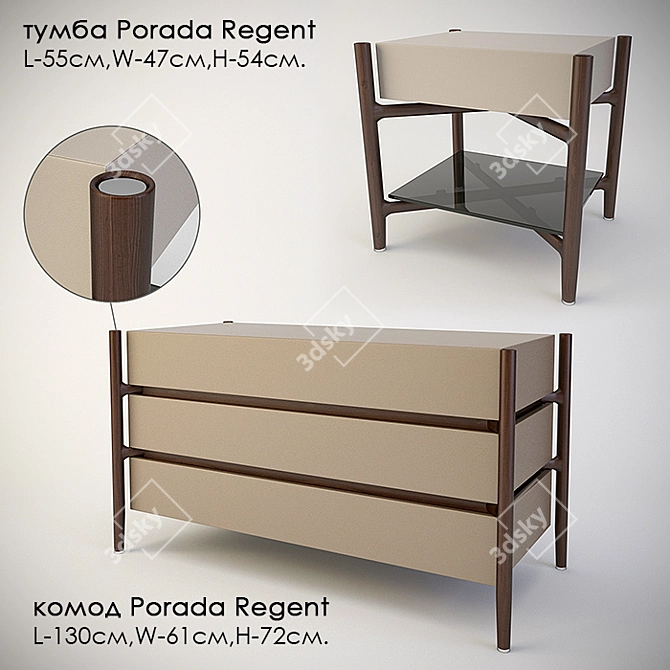 Regent Dresser Drawers by Porada 3D model image 1