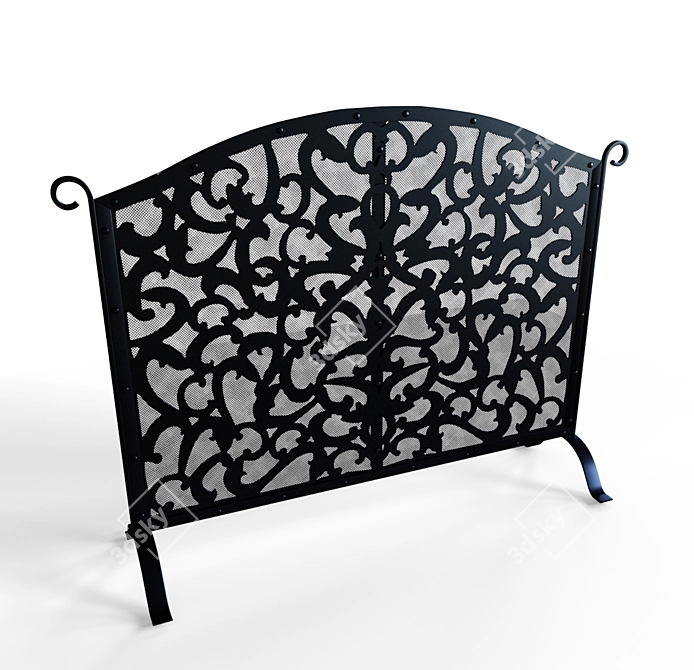 Elegant Fire Display: Handcrafted Metal Screen 3D model image 1