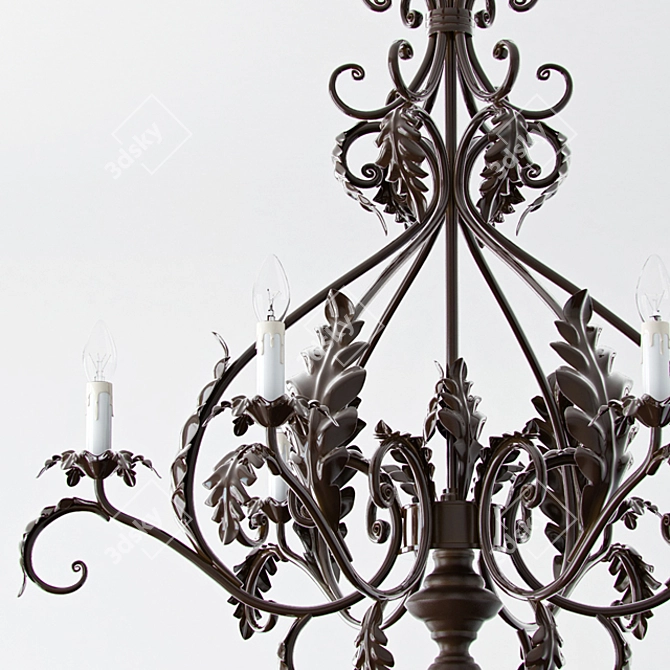 New Renaissance Chandelier - Black Metal, 6 Lights, 68x68x78cm 3D model image 2
