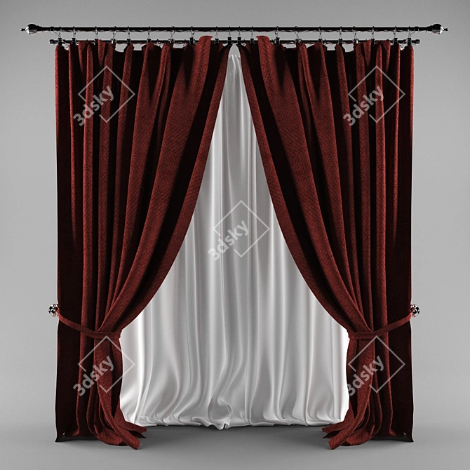 Cashmere Curtain: Aladdin Rod + 4 Color Textures 3D model image 1