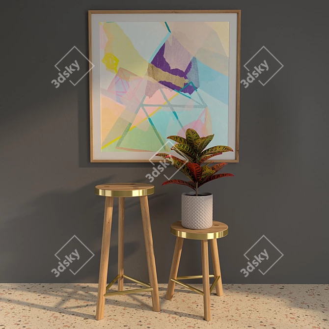 Brass Calypso Stool: Elegant Gold Accent 3D model image 1