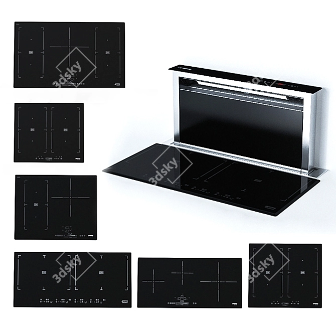 SMEG SET 01: Stylish Cooktops & Vent Hood 3D model image 1