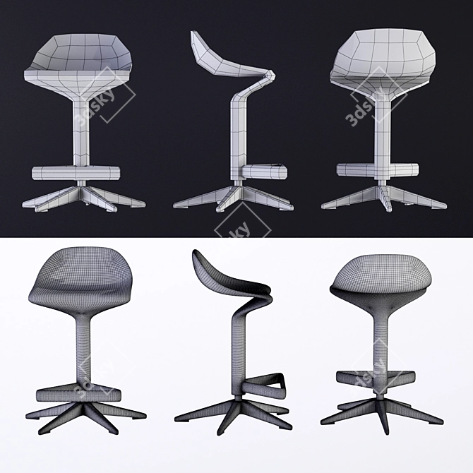 Sleek and Stylish Kartell Spoon Stool 3D model image 2