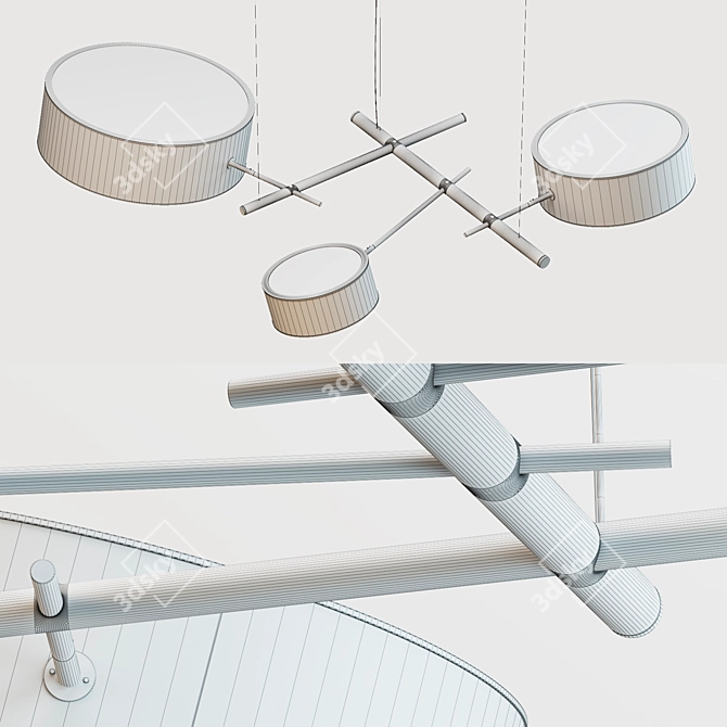 Contemporary Excel Chandelier - Roll & Hill 3D model image 3