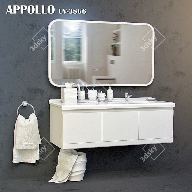 Modern Sink and Mirror Combo UV-3866 by APPOLLO 3D model image 1