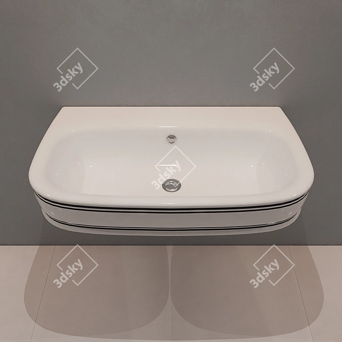 Elegant Black Striped Wash Basin 3D model image 2
