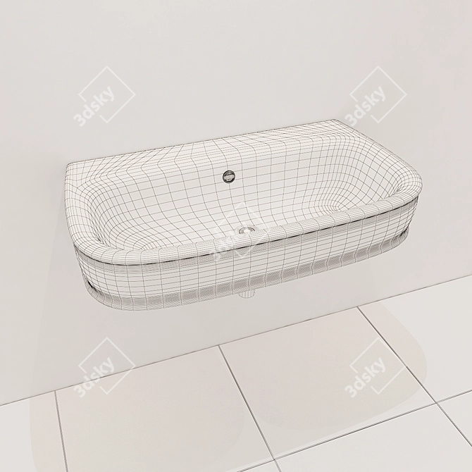 Elegant Black Striped Wash Basin 3D model image 3
