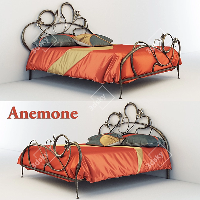 Anemone Double Bed: Elegant and Timeless 3D model image 1