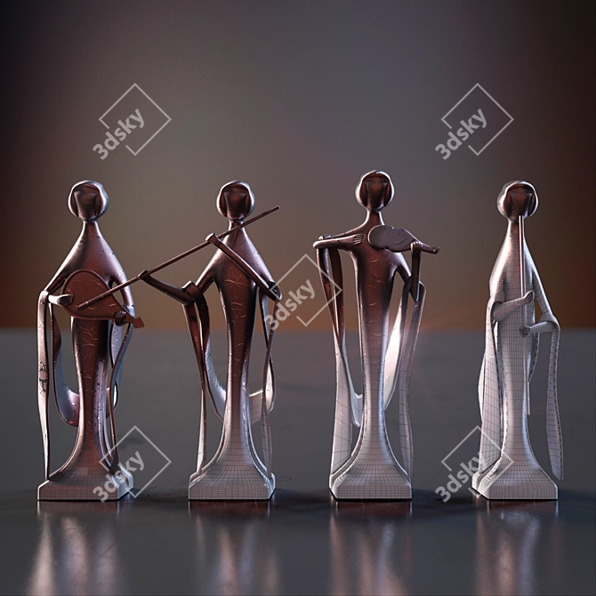 Melodic Miniature: Little Bronze Orchestra 3D model image 2