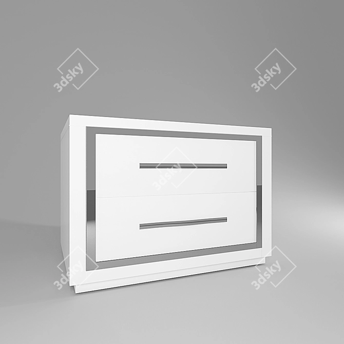 Modern White Steel Bedside Table 3D model image 1