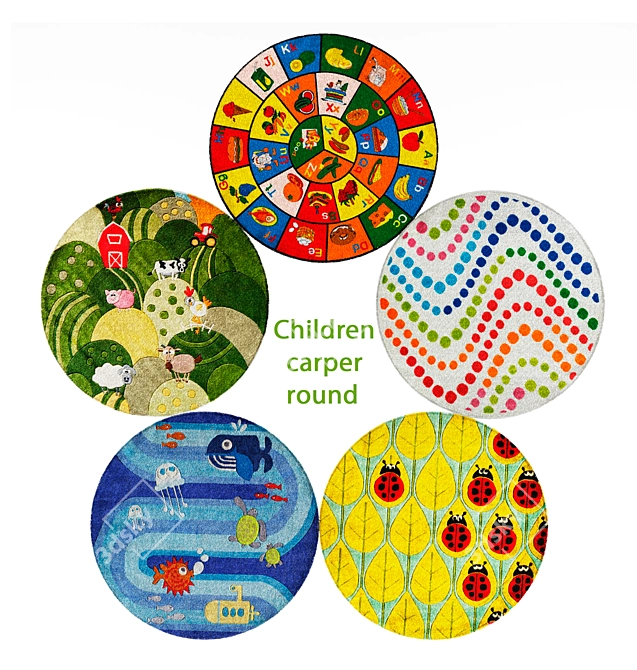 Round Children's Carpet 3D model image 1