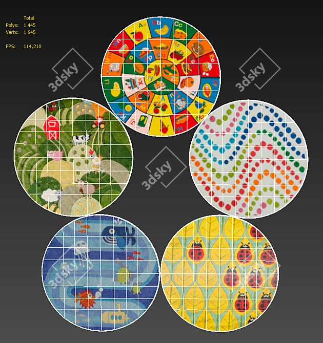 Round Children's Carpet 3D model image 2