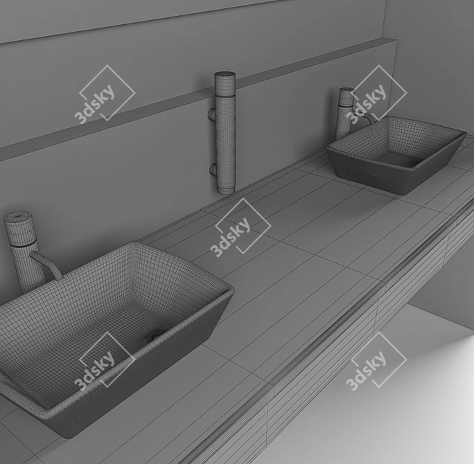 Sleek Bathroom Set 3D model image 2
