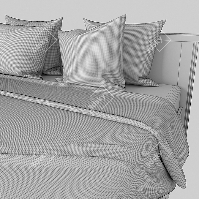 Modern Bed with Side Tables - IKEA BRUSALI 3D model image 3