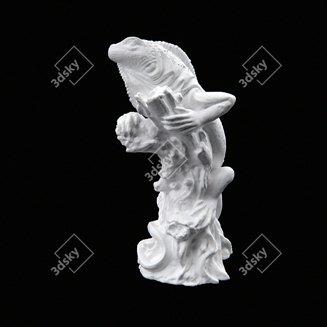 Iguana Plaster Sculpture 3D model image 2