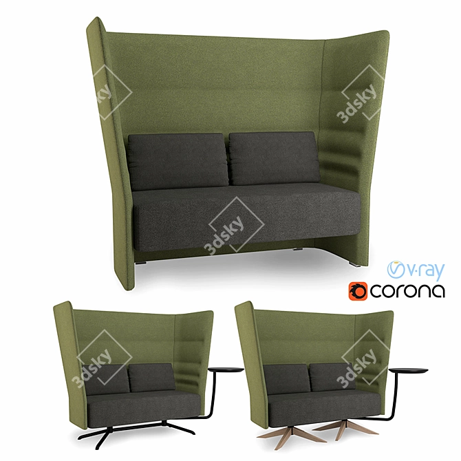 Modern High-Back Sofa: Sitland Cell128 3D model image 1