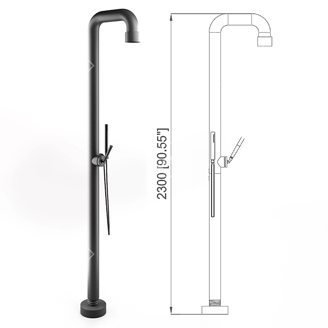 Soho 02: Progressive Freestanding Shower 3D model image 2