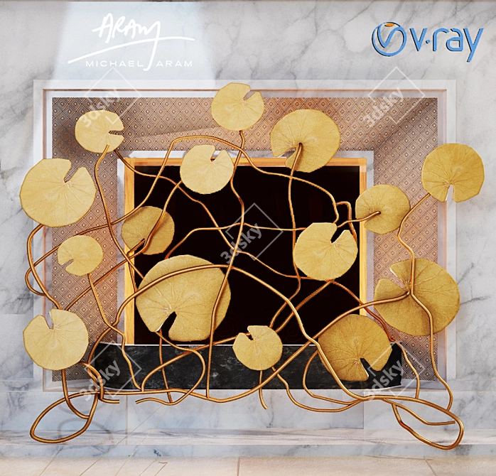 ("Lilypad" Bronze Sculptural Fireplace Screen) 3D model image 1