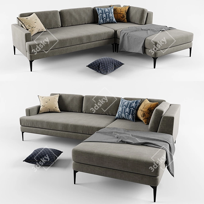 Andes Set 1: Right Arm 2.5 Seater Sofa, Ottoman, Corner 3D model image 1