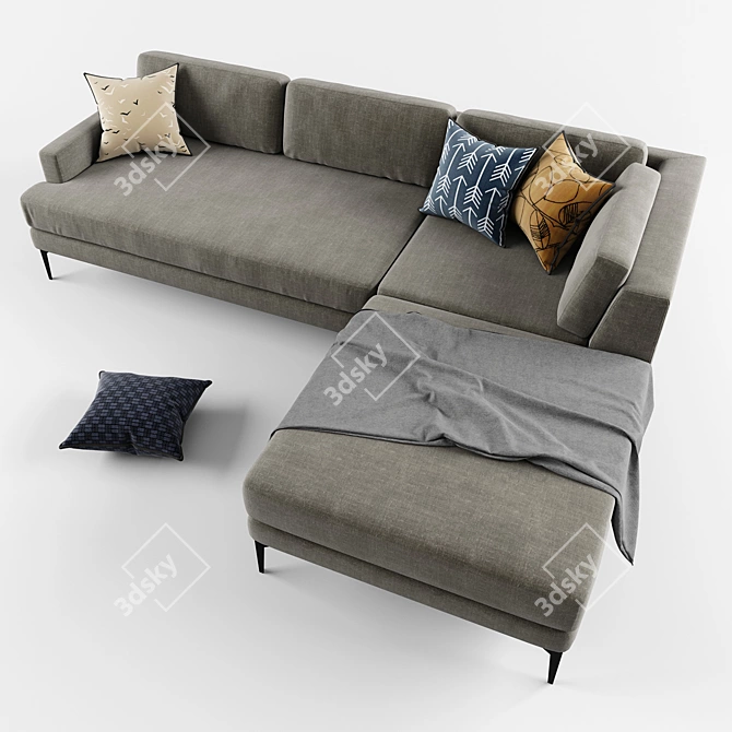 Andes Set 1: Right Arm 2.5 Seater Sofa, Ottoman, Corner 3D model image 2