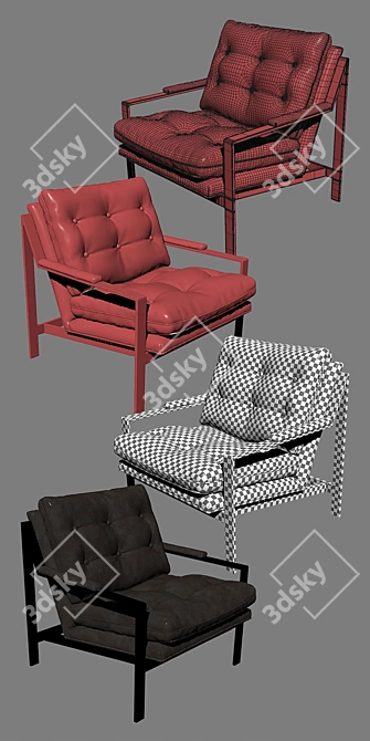 Milo Baughman Design Classic Lounge Chair 3D model image 3