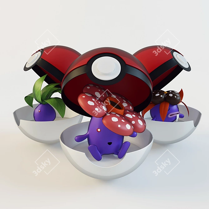 Blossom of Odor: Oddish, Gloom, Vileplume 3D model image 1