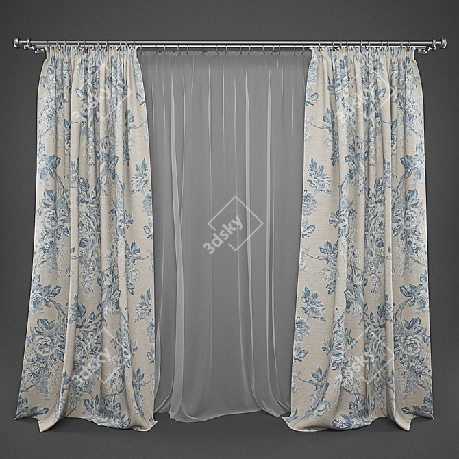 Elegant Drapes: Timeless Beauty 3D model image 1