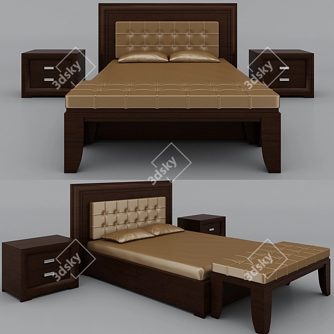 Gustavi Bed: Exceptional Zebrano Elegance 3D model image 1