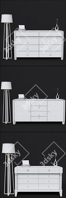 Elegant Italian Contemporary Comoda Set 3D model image 3