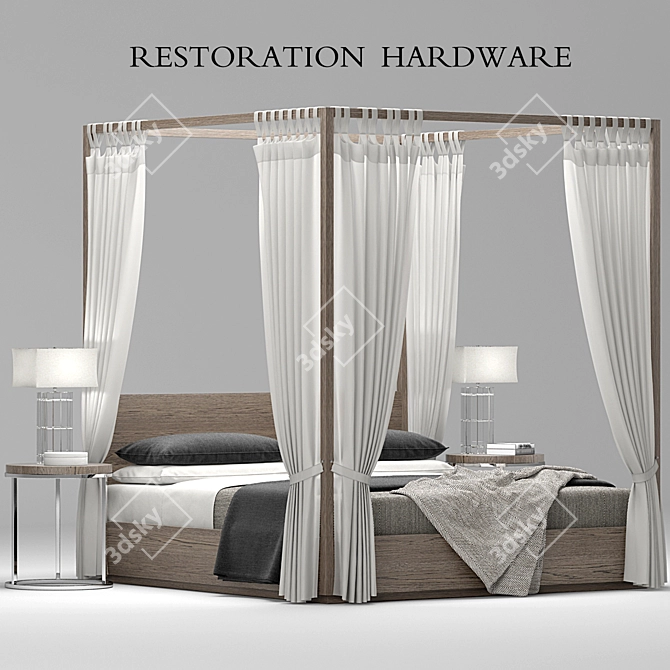 Modern Machinto Four-Poster: Timeless Elegance 3D model image 1